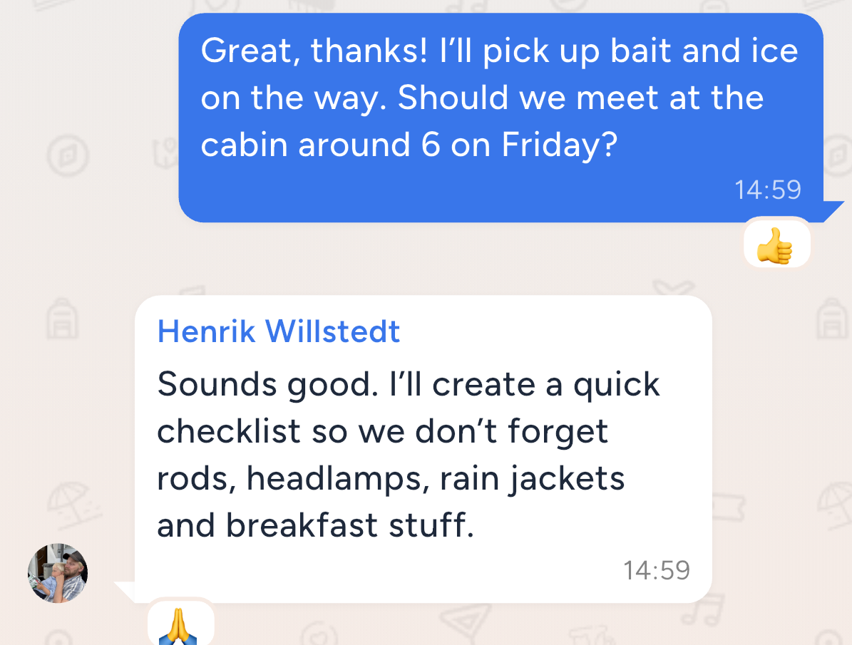 Shared group chat inside a Plandra event