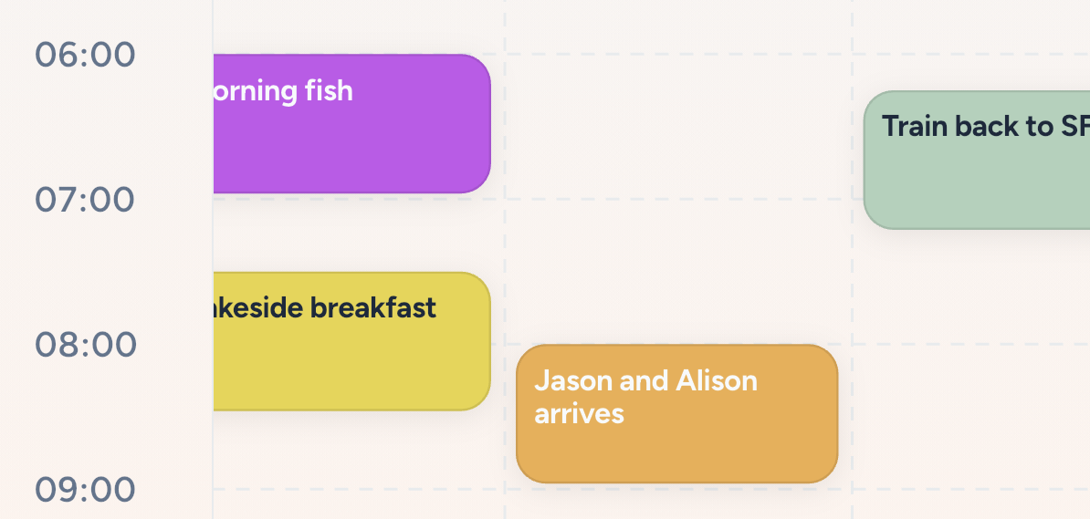 Shared event schedule in Plandra